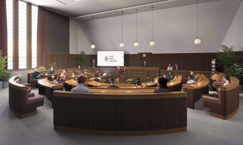 A Computer Generated Image of people attending a conference.